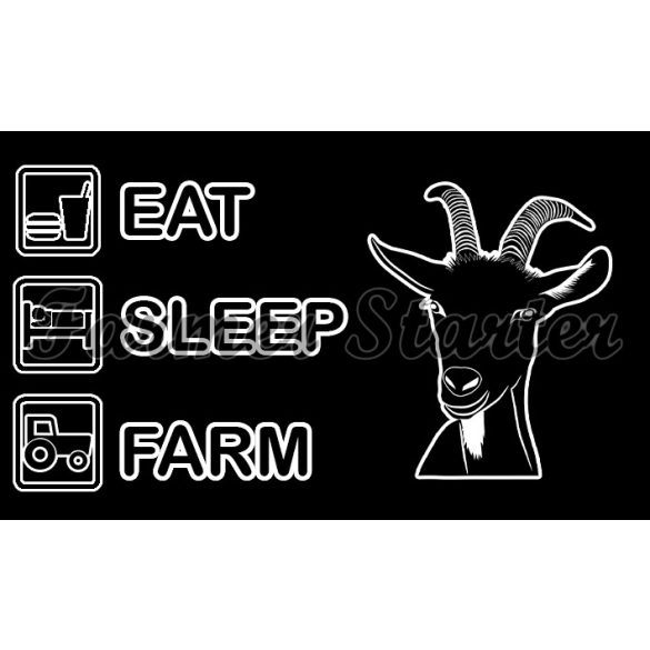 EAT-SLEEP-FARM matrica - kecske mintával