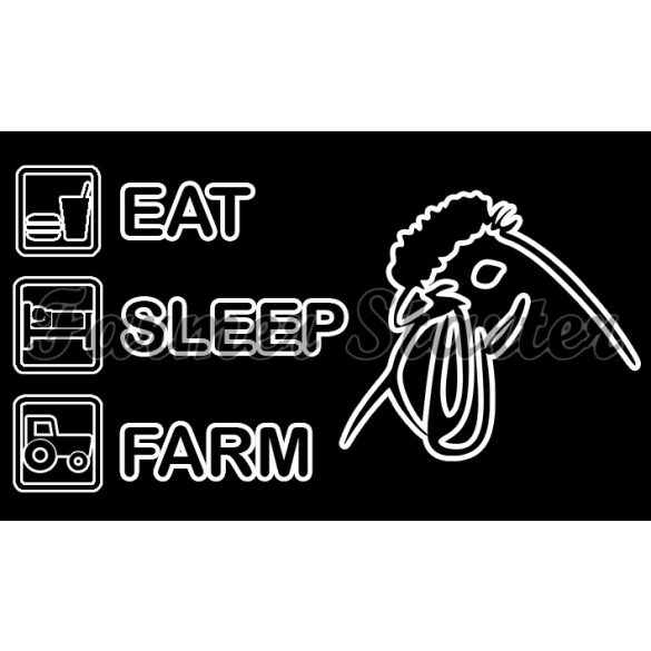 EAT-SLEEP-FARM matrica - tyúk mintával