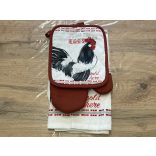 Konyharuha, edényfogó szett - Vintage kakas farm