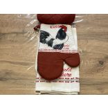 Konyharuha, edényfogó szett - Vintage kakas farm