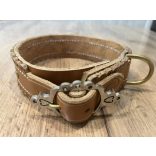 Bőr nyakörv acél csattal – terelőkutya, pumi, puli, mudi