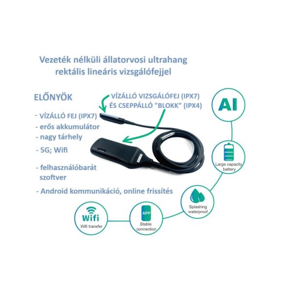 Wifi-s mobil ultrahang készülék - rektális lineáris vizsgálófejjel