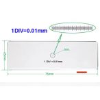 Tárgylemez, kalibrációs mikrométer 1 DIV = 0,01 mm