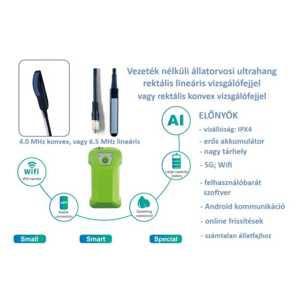 Wifi-s mobil ultrahang készülék - választható rektális vizsgálófejjel